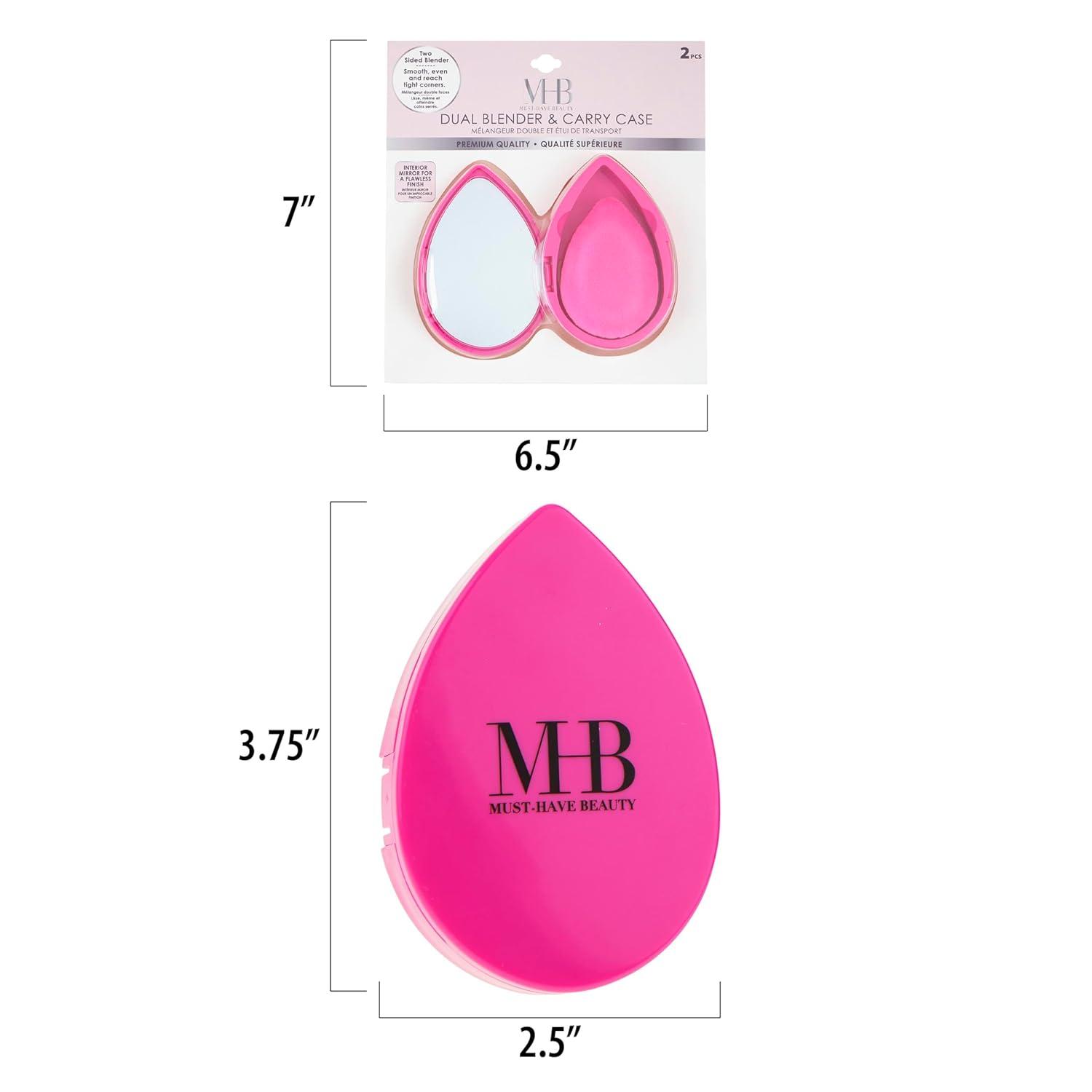 image:image2pc DualSided Beauty Puff with Carrying Case amp Matching Mirror for Flawless Application Professional Beauty Blenders For Flawless Makeup Application Pink Makeup Sponge wHolder