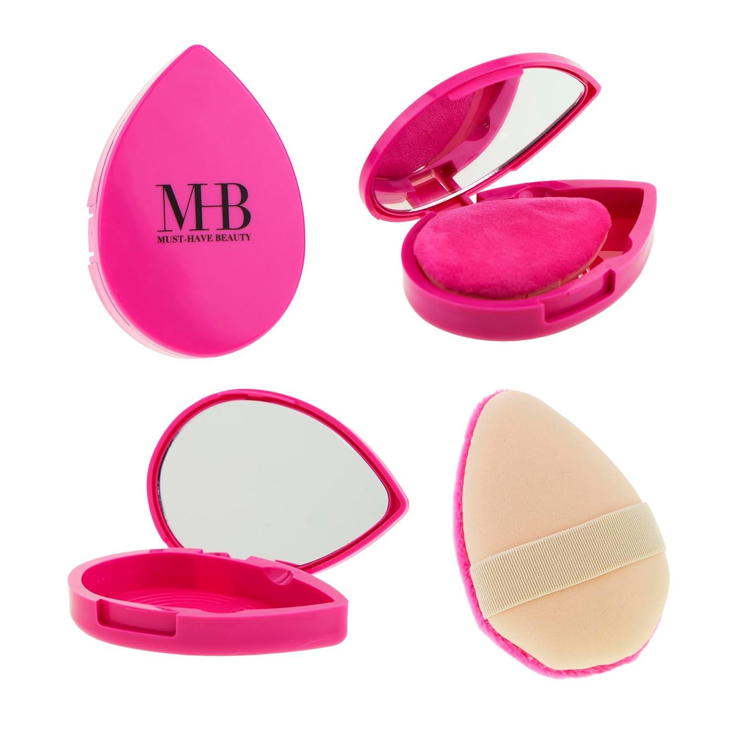 image:image2pc DualSided Beauty Puff with Carrying Case amp Matching Mirror for Flawless Application Professional Beauty Blenders For Flawless Makeup Application Pink Makeup Sponge wHolder