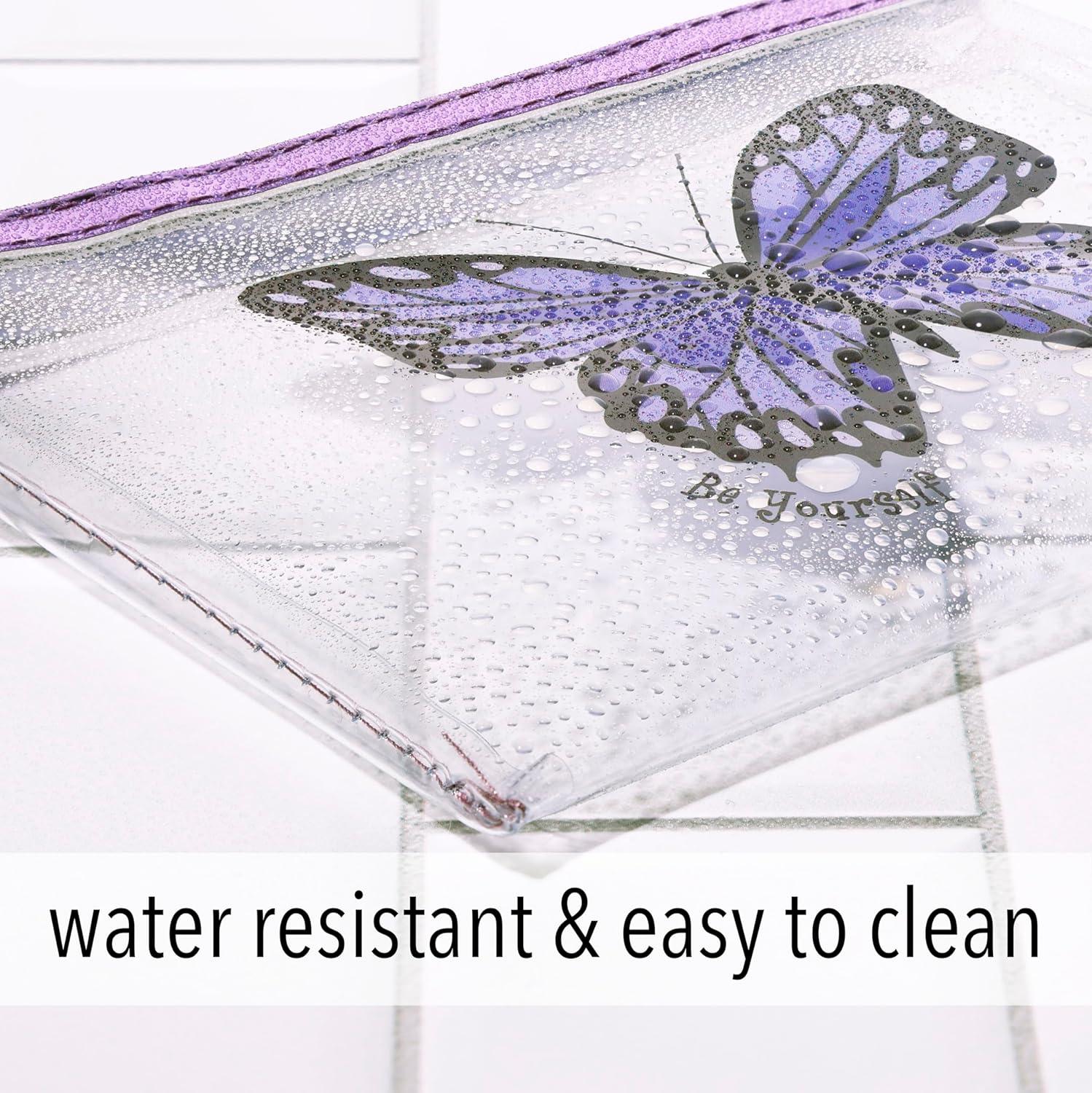 image:image3pc Cosmetic Pouch Set Premium Water Resistant Reusable Travel Makeup Organize Bag Purple Metallic Value Pack Organizer Toiletries Purse Zipper