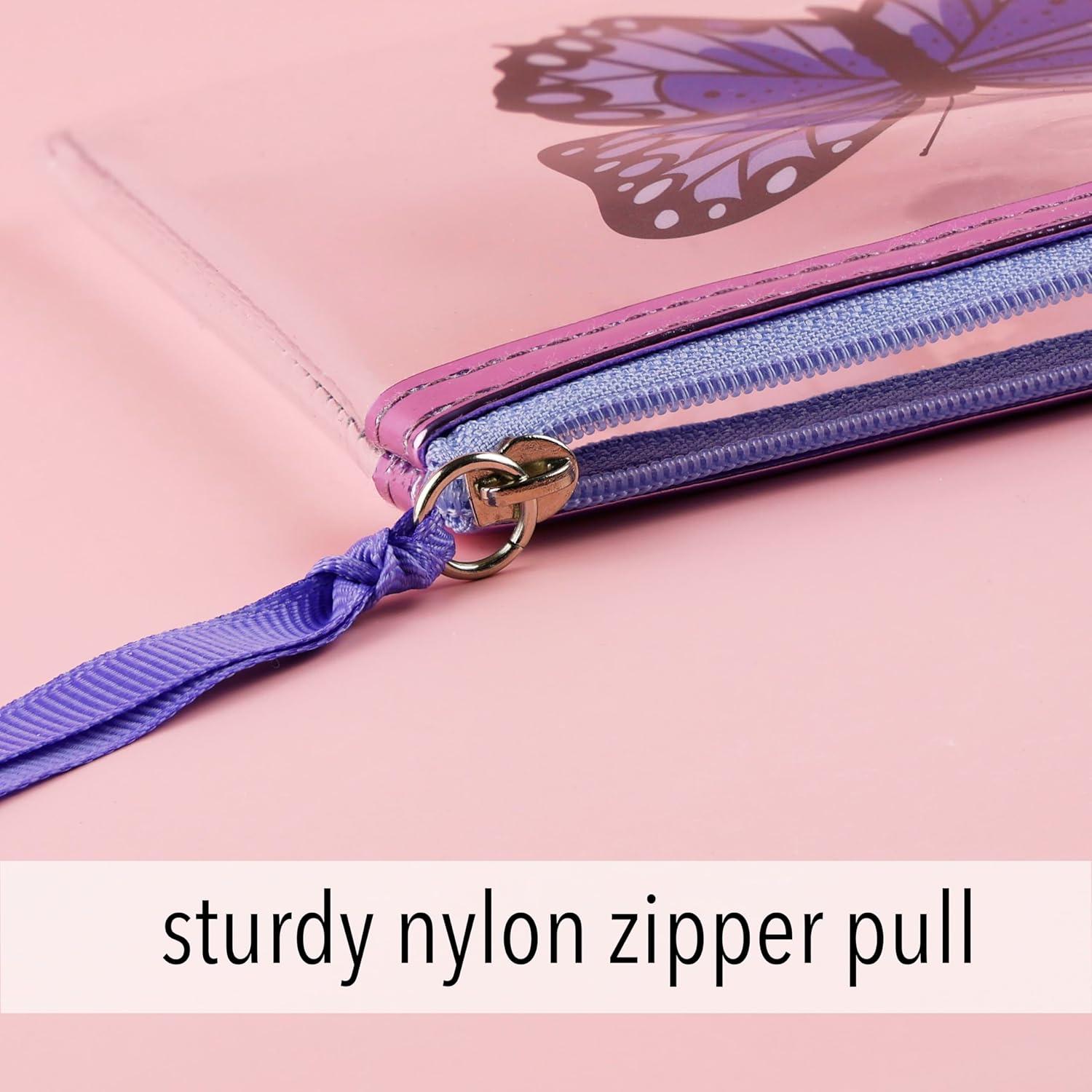 image:image3pc Cosmetic Pouch Set Premium Water Resistant Reusable Travel Makeup Organize Bag Purple Metallic Value Pack Organizer Toiletries Purse Zipper