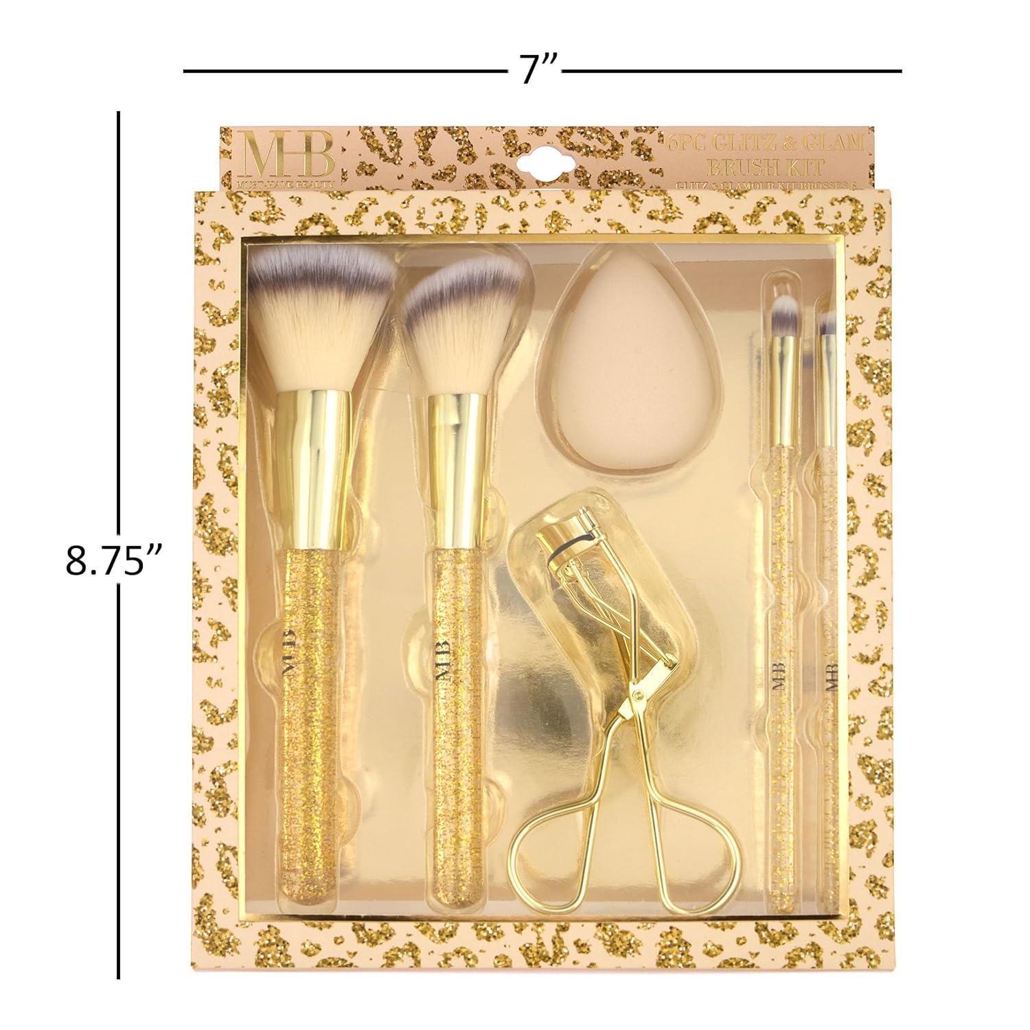 image:image6pc Brush Eyelash Curler Sponge Blender Premium Cosmetic Tools Contouring Highlighting Set Face Eye Kit Accessory ApplicationGOLD