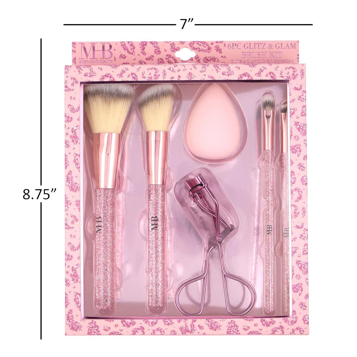 image:image6pc Brush Eyelash Curler Sponge Blender Premium Cosmetic Tools Contouring Highlighting Set Face Eye Kit Accessory ApplicationPINK CHAMPAGNE