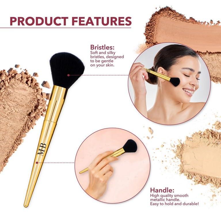 image:image6pc Makeup Brush Set Precious Metal Brush Collection Essential Makeup Brushes in Metallic Zipper Pouch GOLD