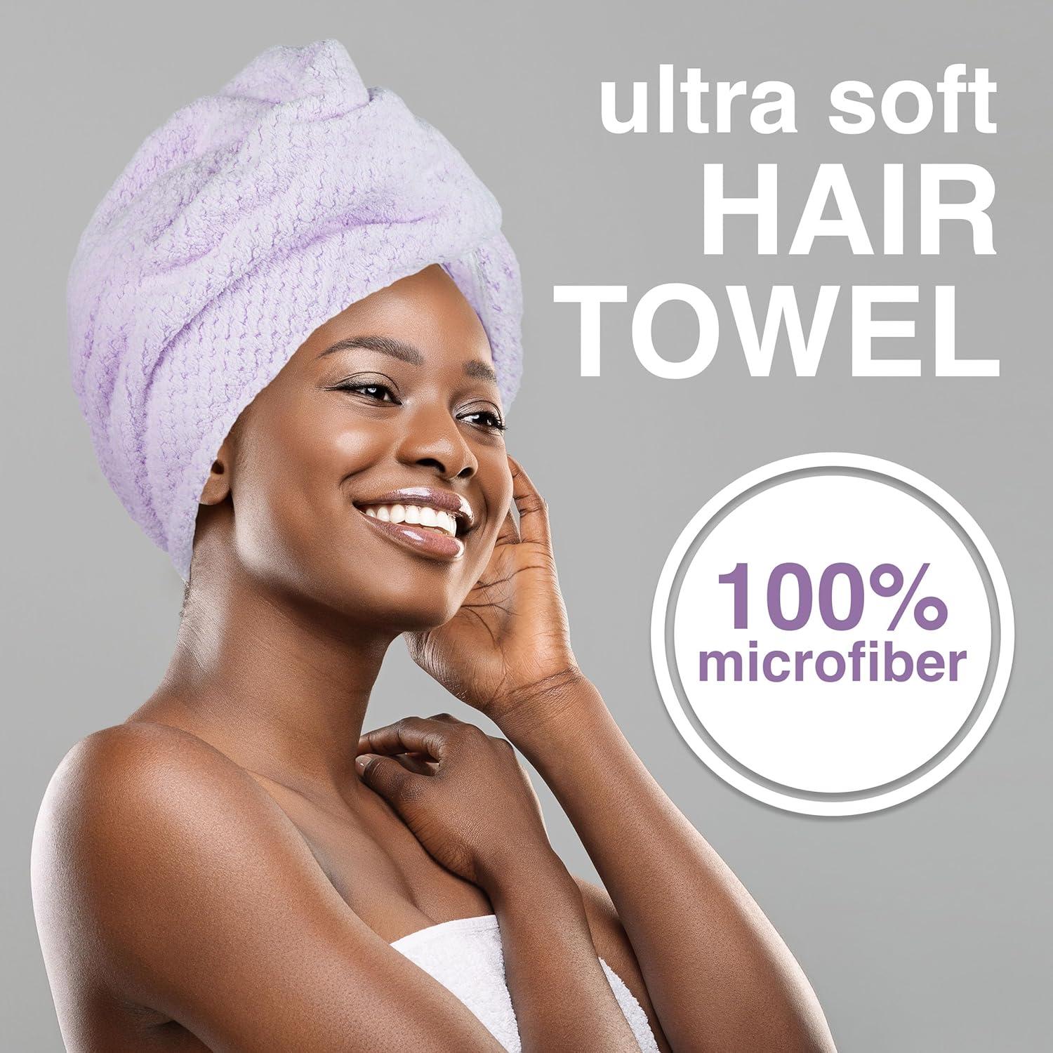 image:imageEXPRESSIONS Microfiber Hair Towel in Lavender 1pc Super Soft Ultra Absorbent Hair Towel Luxury Gentle Hair Drying Towel for Less FrizzLavender
