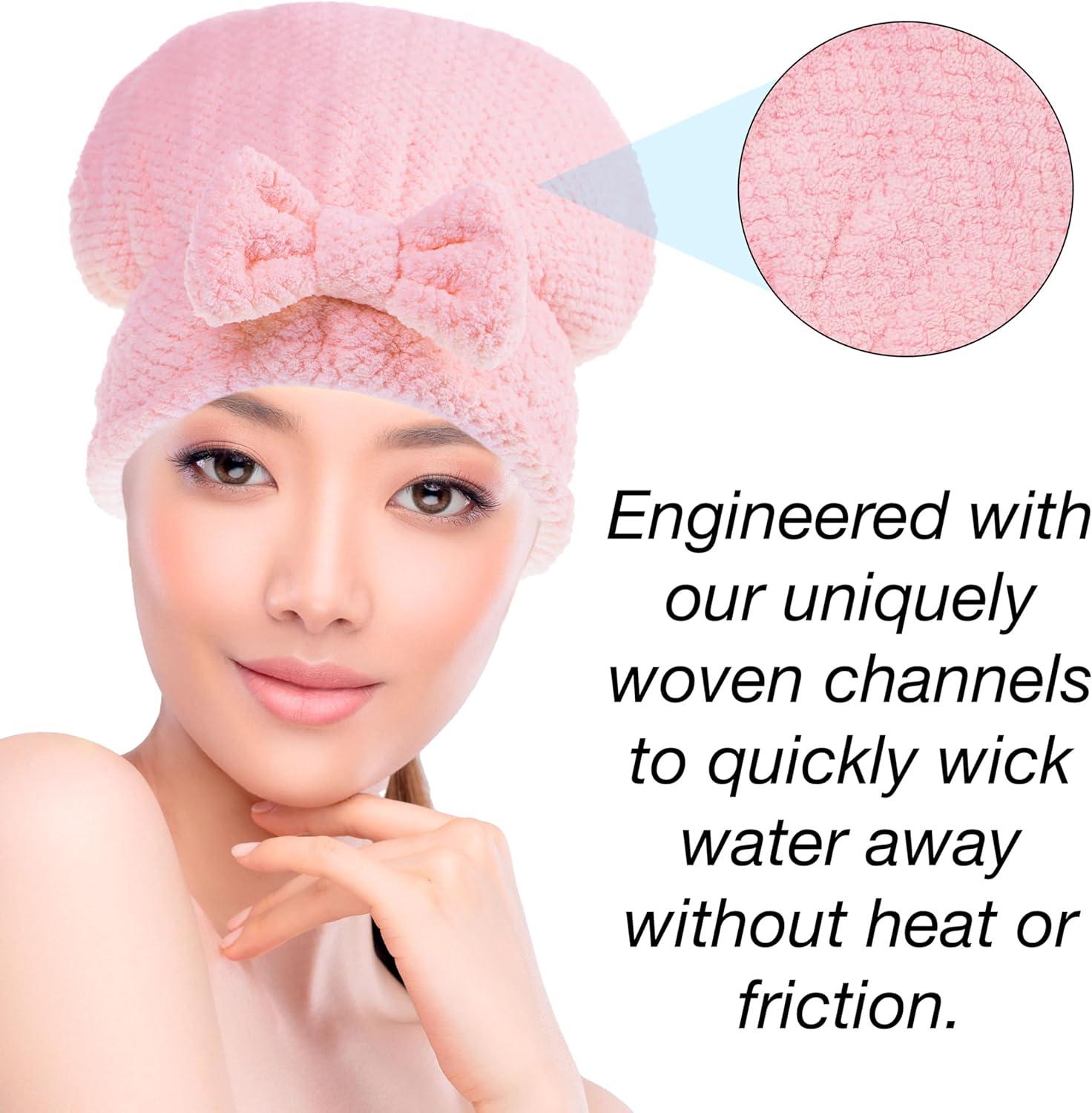 image:imageEXPRESSIONS Quick Dry Hair Bonnet Ultra Absorbent Microfiber Drying Cap for All Hair Types Soft amp Lightweight Towel Bonnet for Fast Drying Frizz Control amp Healthy Hair Care