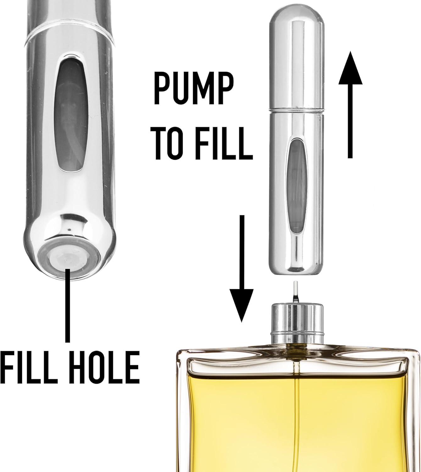 image:imageExpressions 3pc Perfume Atomizer Set Travel Size 5mL Refillable Perfume Atomizer Value Pack Purple White and Pink Aluminum Perfume Spray Bottles ANPC17311