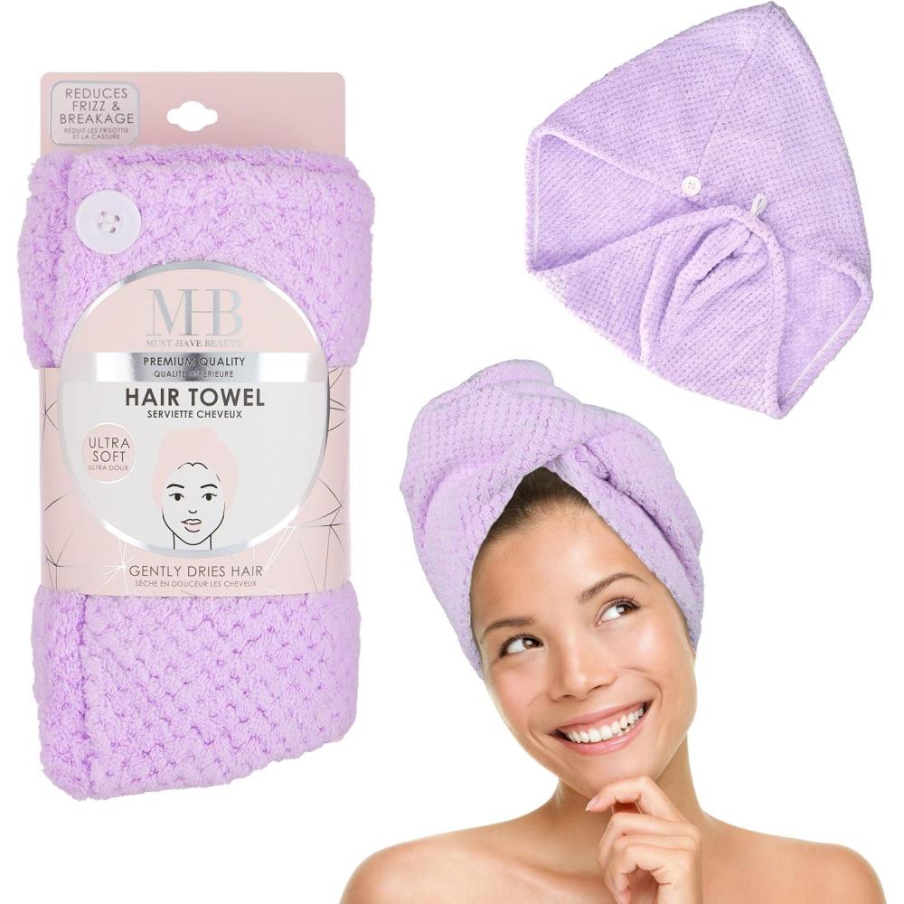 image:imageEXPRESSIONS Microfiber Hair Towel in Lavender  1pc Super Soft Ultra Absorbent Hair Towel Luxury Gentle Hair Drying Towel for Less FrizzLavender