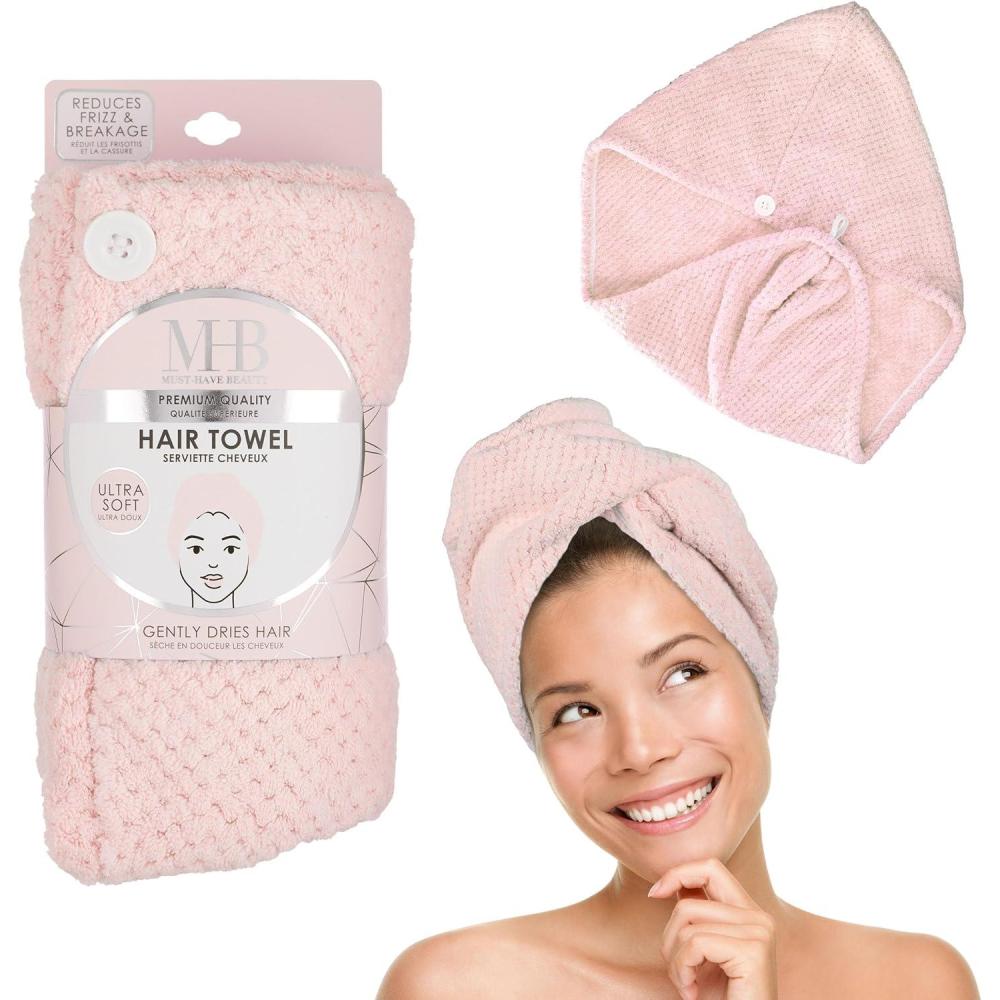 image:imageEXPRESSIONS Microfiber Hair Towel in Lavender  1pc Super Soft Ultra Absorbent Hair Towel Luxury Gentle Hair Drying Towel for Less FrizzPink