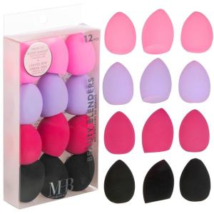12pc Beauty Sponge Value Pack – Assorted Cosmetic Makeup Blender Foundation Blush Concealer Eyeshadow Contour Highlighter Bright Applicator Tools Kit(BRIGHT)