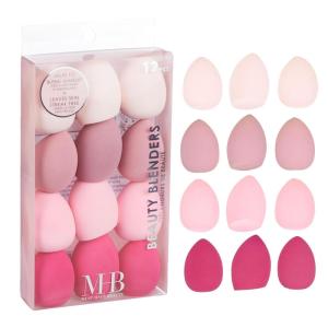 12pc Beauty Sponge Value Pack – Assorted Cosmetic Makeup Blender Foundation Blush Concealer Eyeshadow Contour Highlighter Bright Applicator Tools Kit(PASTEL)