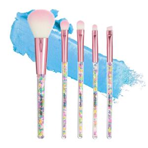 5pc Sprinkle Confetti Makeup Brush Set in Pink – Beautiful Makeup Brush Set w/Rainbow Sprinkles Handles, Dense Bristles | Premium Cosmetic Brushes