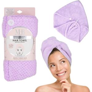EXPRESSIONS Microfiber Hair Towel in Lavender – 1pc Super Soft Ultra Absorbent Hair Towel, Luxury, Gentle Hair Drying Towel, for Less Frizz(Lavender)