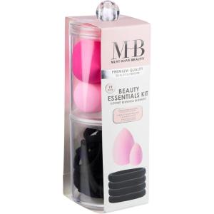 Expressions 19pc Beauty Essentials Kit – Includes Pink Beauty Blenders & Black Hair Elastics w/Organizer – Assorted Cosmetic Applicator & Hair Accessories -Professional Hair & Beauty Tools, ANPC20504
