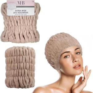 Expressions Extra Wide Spa Headwrap – Pink, 1pc Super Soft Microfiber Material Hair Band/Stylish Spa Headband, Salon-Quality Hair Wrap(Tan)