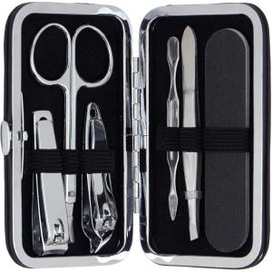 Expressions Men’s Collection 7pc Manicure Set – Premium Stainless Steel Nail Care Kit for Home and Travel – Mens Grooming Products Kit, Silver