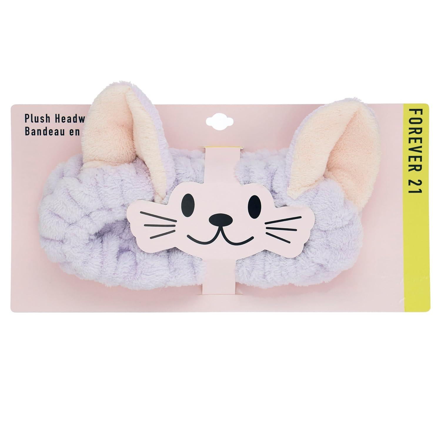 image:imageForever 21 Plush Headwrap Purple Bear Plush Spa Headband Kawaii Headband for Washing Face Spa Essentials amp Self Care AccessoriesPurple Bear