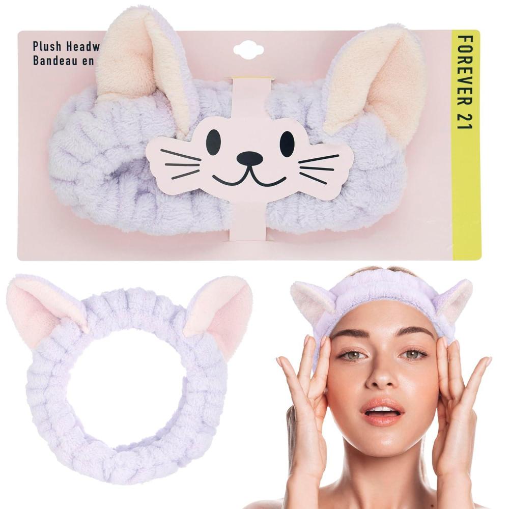 image:imageForever 21 Plush Headwrap Purple Bear Plush Spa Headband Kawaii Headband for Washing Face Spa Essentials amp Self Care AccessoriesPurple Bear